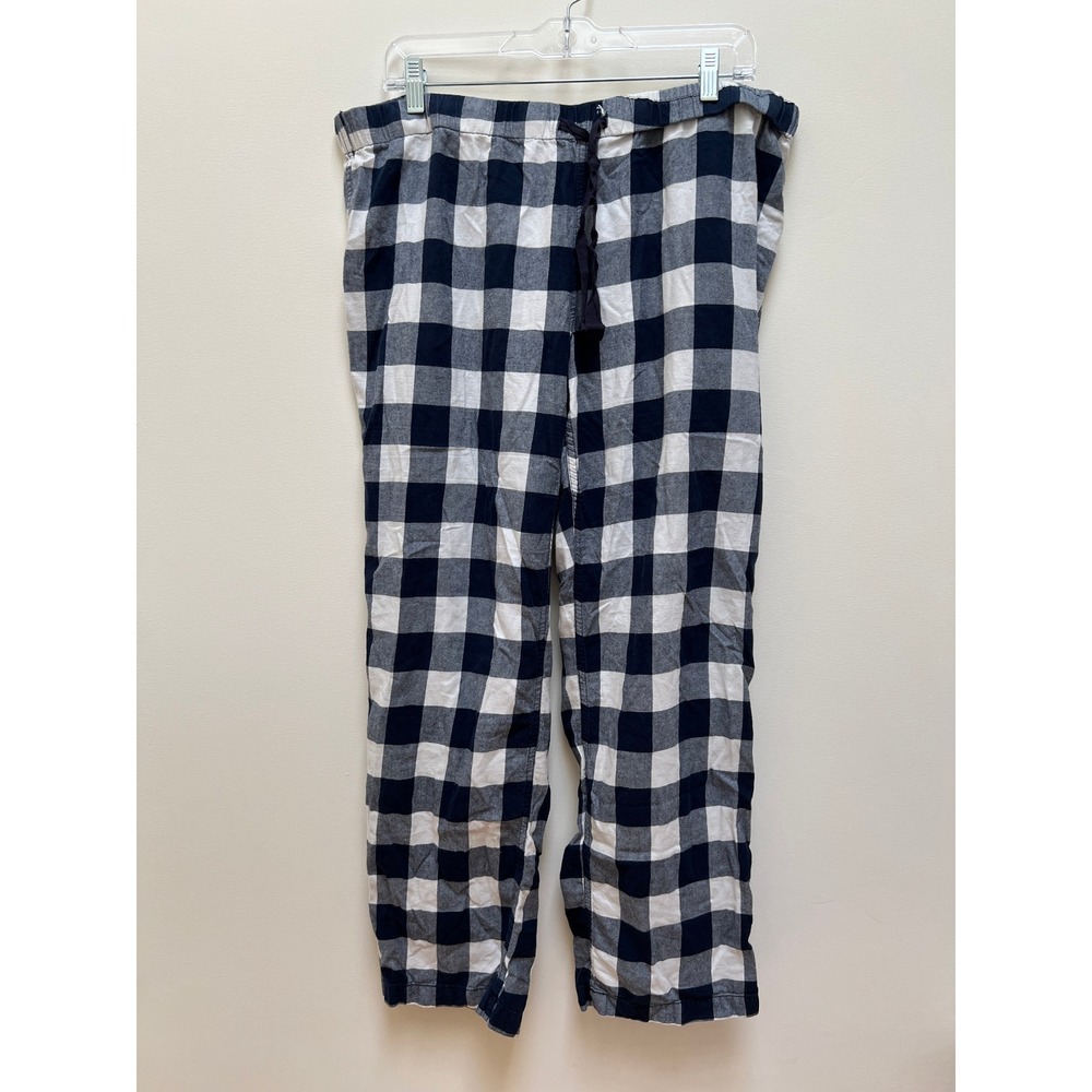 J.Crew Pajama Pants Womens L Blue Buffalo Check Flannel Cotton Drawstring Lounge